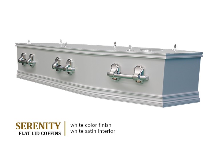 Serenity Flat Lid Coffin - White